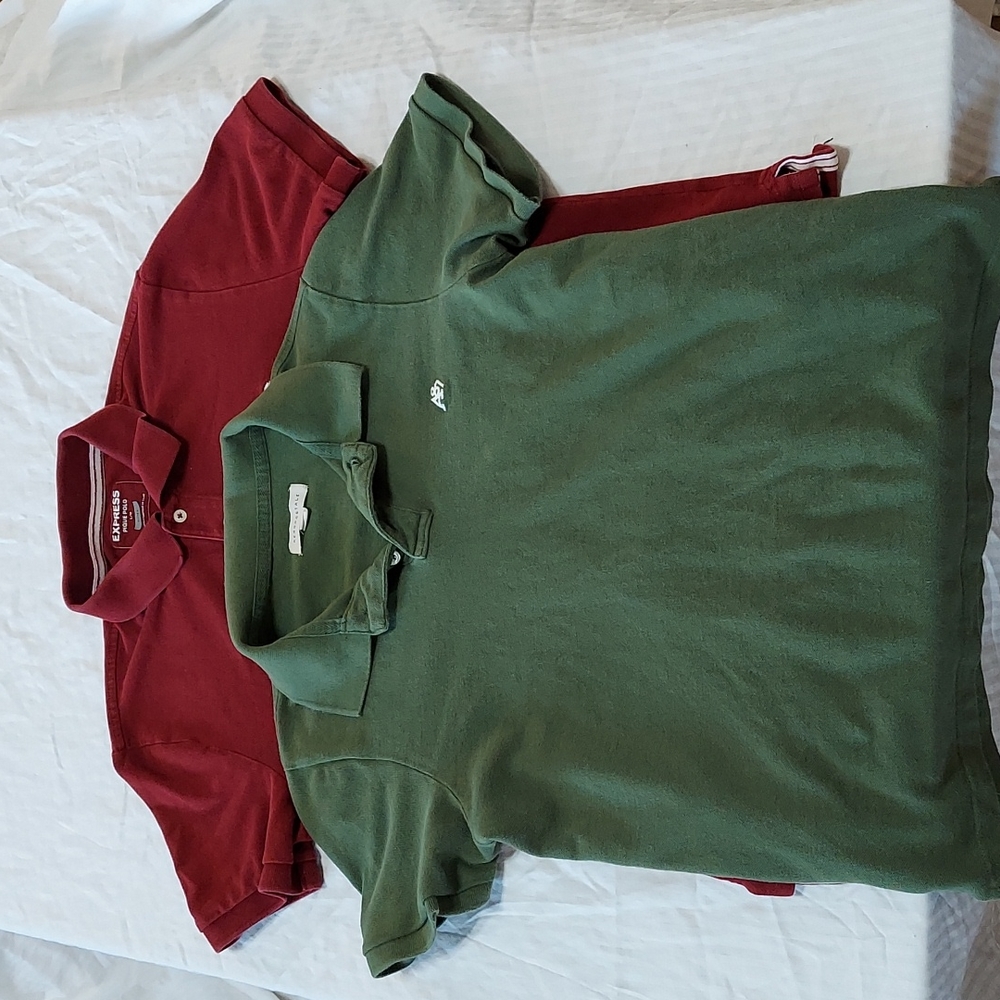 Aeropostale Express Mens Large Polo Bundle Green Red 100% Cotton